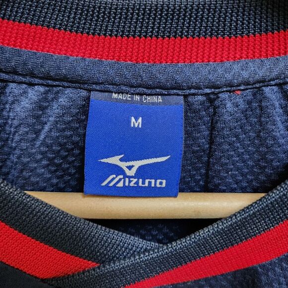 Mizuno Windbreaker Mens M Blue Red Cardinal W Logo Embroidered Long Slv Pullover - Picture 8 of 14